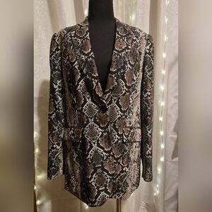 Elie Tahari Black and Brown Snakeskin Blazer
